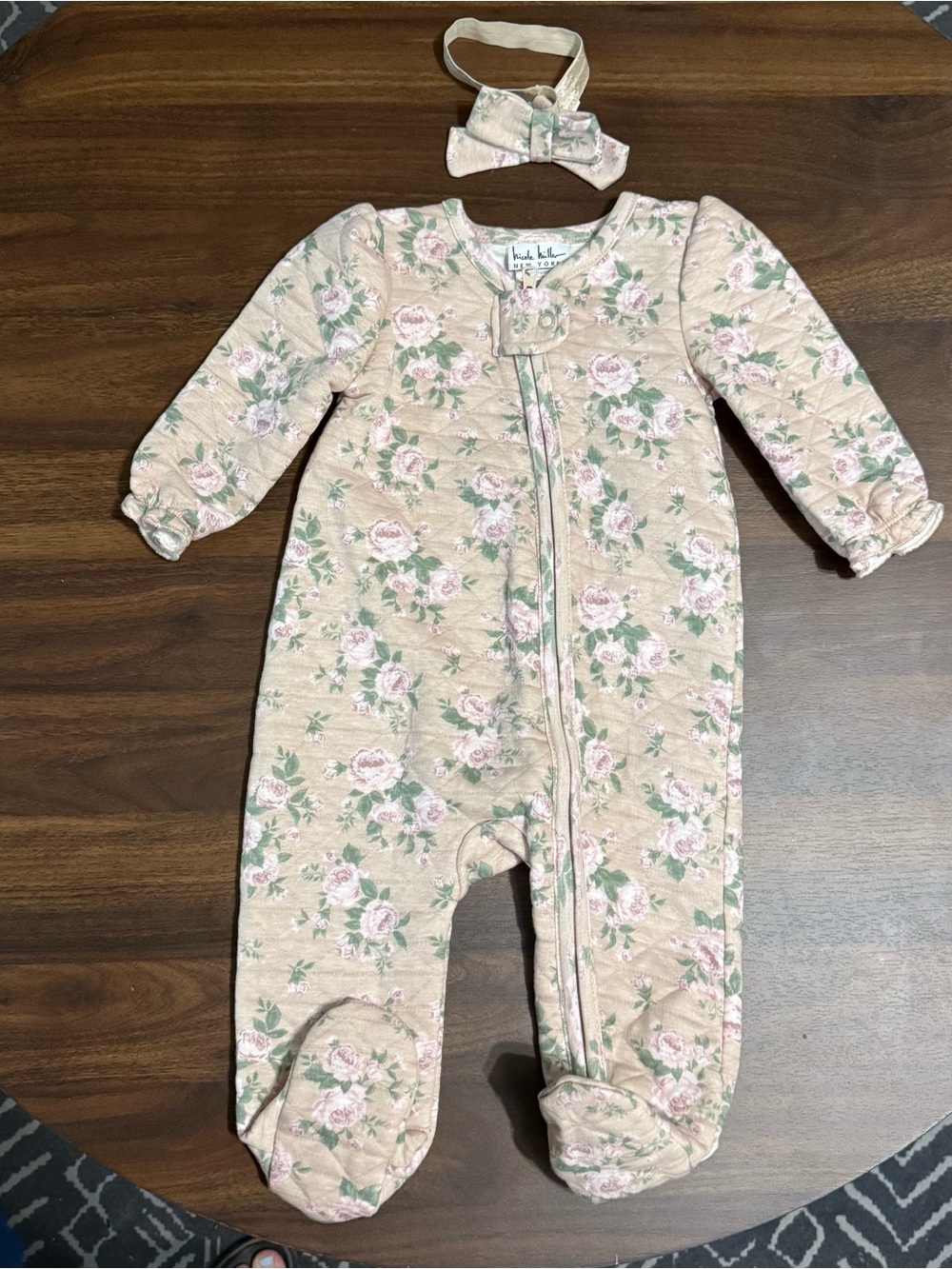 Baby girl Nicole miller sleeper and headband set